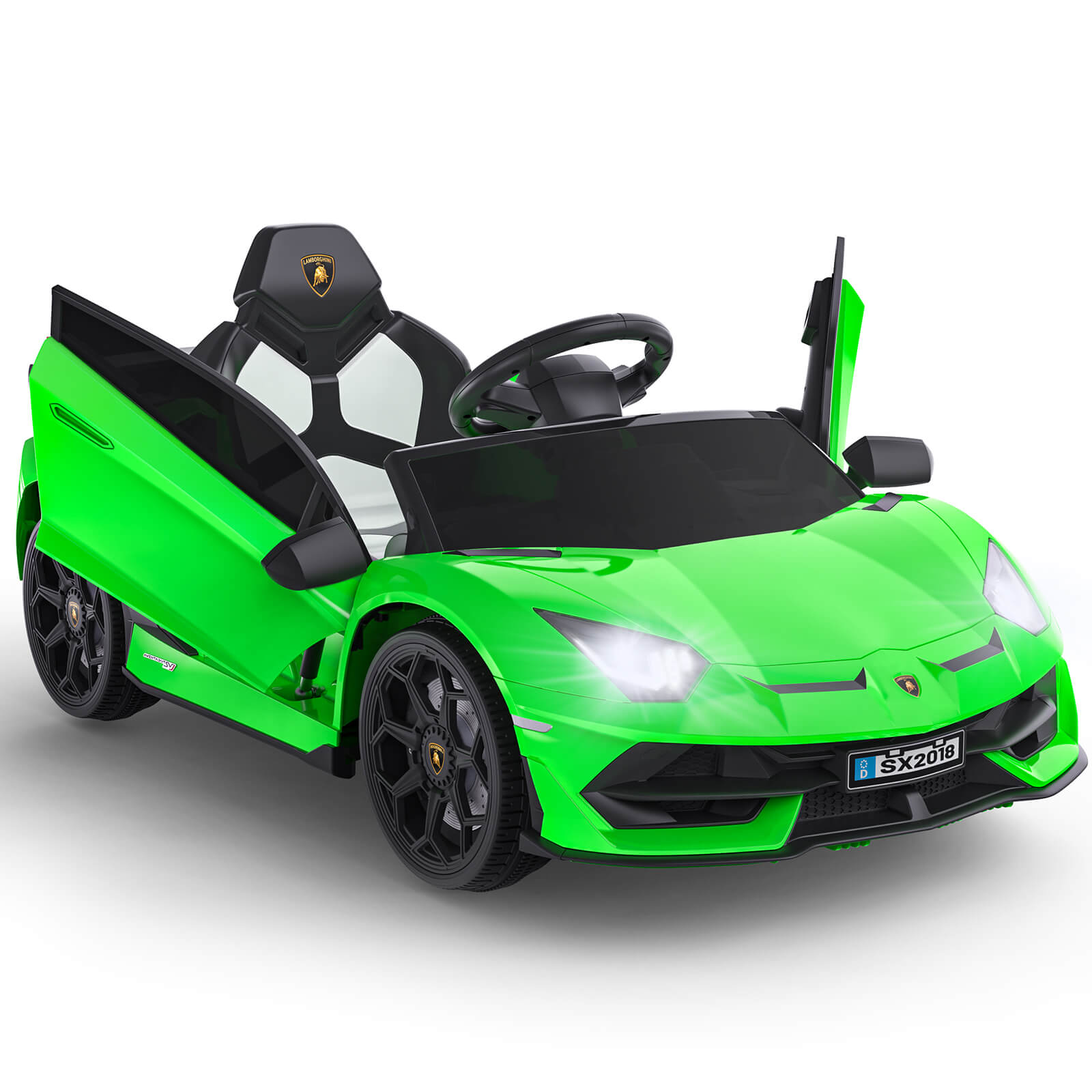TEOAYEAH Ride On Car 12V Licensed Lamborghini SVJ Electric Vehicles, 12V7Ah Battery Powered Roadster with Parent Control, Spring Suspension, Sound System, LED Light, Hydraulic Doors, Music